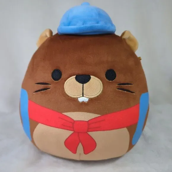 Squishmallows Chip The Beaver Back To School 9" Plush Hat Backpack Tail Kellytoy - Picture 1 of 7